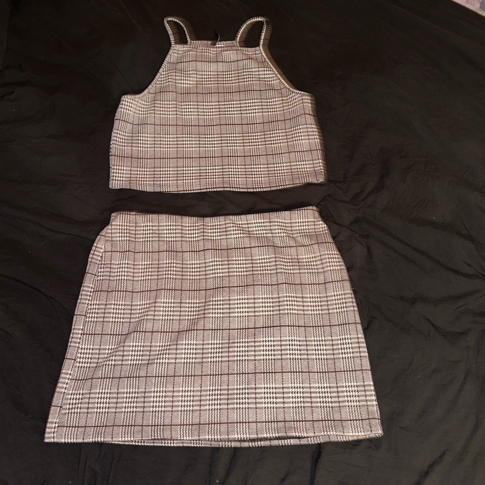 Black Checked Two-Piece Set